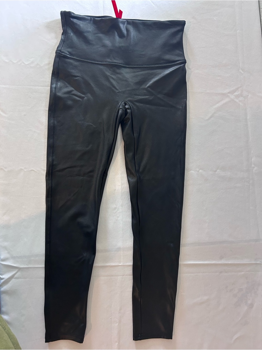 SPANX Faux Leather High-Waist Leggings in Black